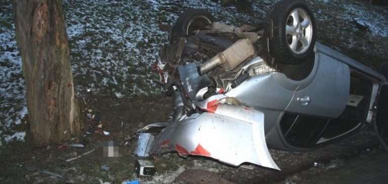Uderzył w drzewo i dachował. Zgubiła go brawura… i alkohol