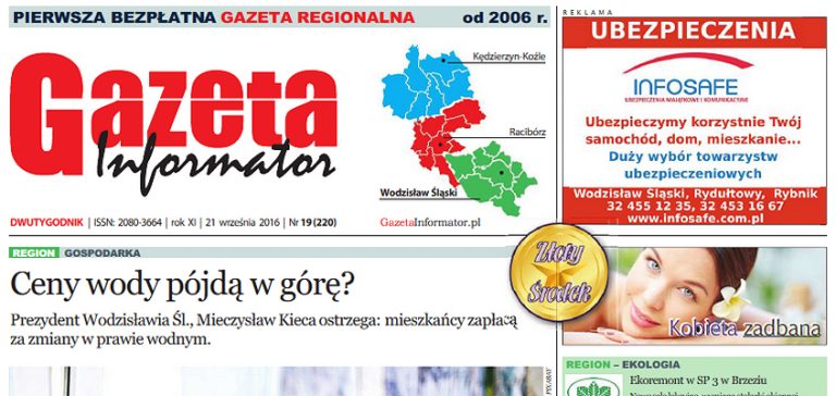 Gazeta Informator nr 220. Ceny wody pójdą w górę?