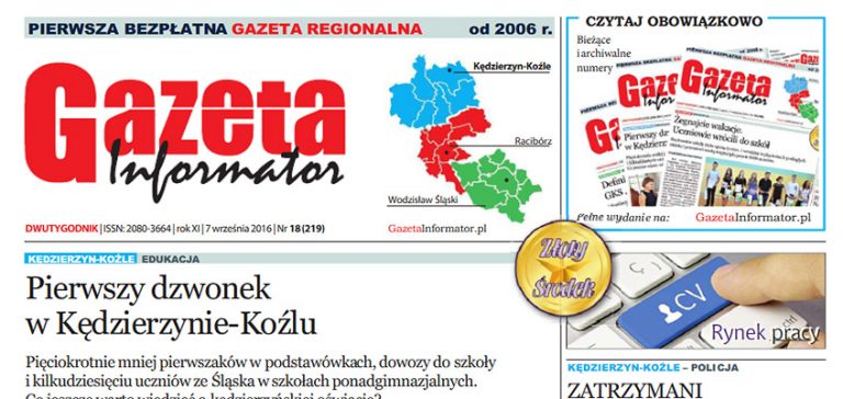Gazeta Informator nr 219. Pierwszy dzwonek w Kędzierzynie-Koźlu