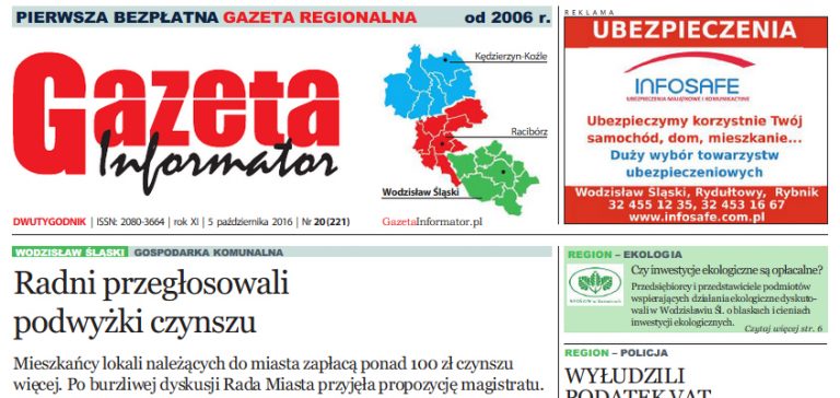 Gazeta Informator nr 221. Radni przegłosowali podwyżki czynszu