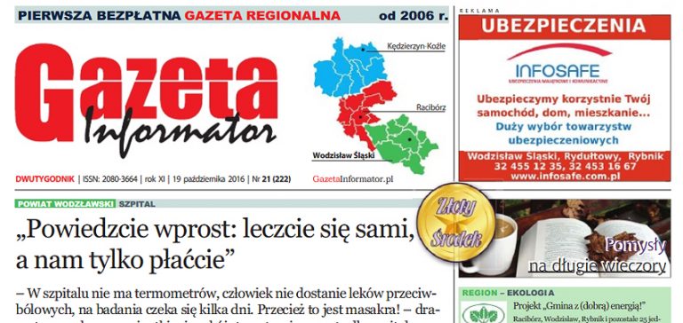 Gazeta Informator nr 222. „Powiedzcie wprost: leczcie się sami, a nam tylko płaćcie”