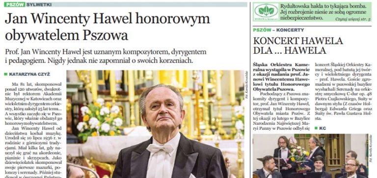 Gazeta Informator nr 231. Jan Wincenty Hawel honorowym obywatelem Pszowa